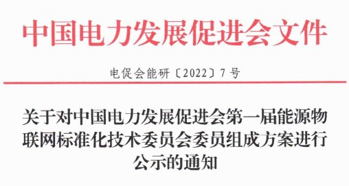 關(guān)于對中國電力發(fā)展促進(jìn)會第一屆能源物聯(lián)網(wǎng)標(biāo)準(zhǔn)化技術(shù)委員會委員組成方案進(jìn)行公示的通知